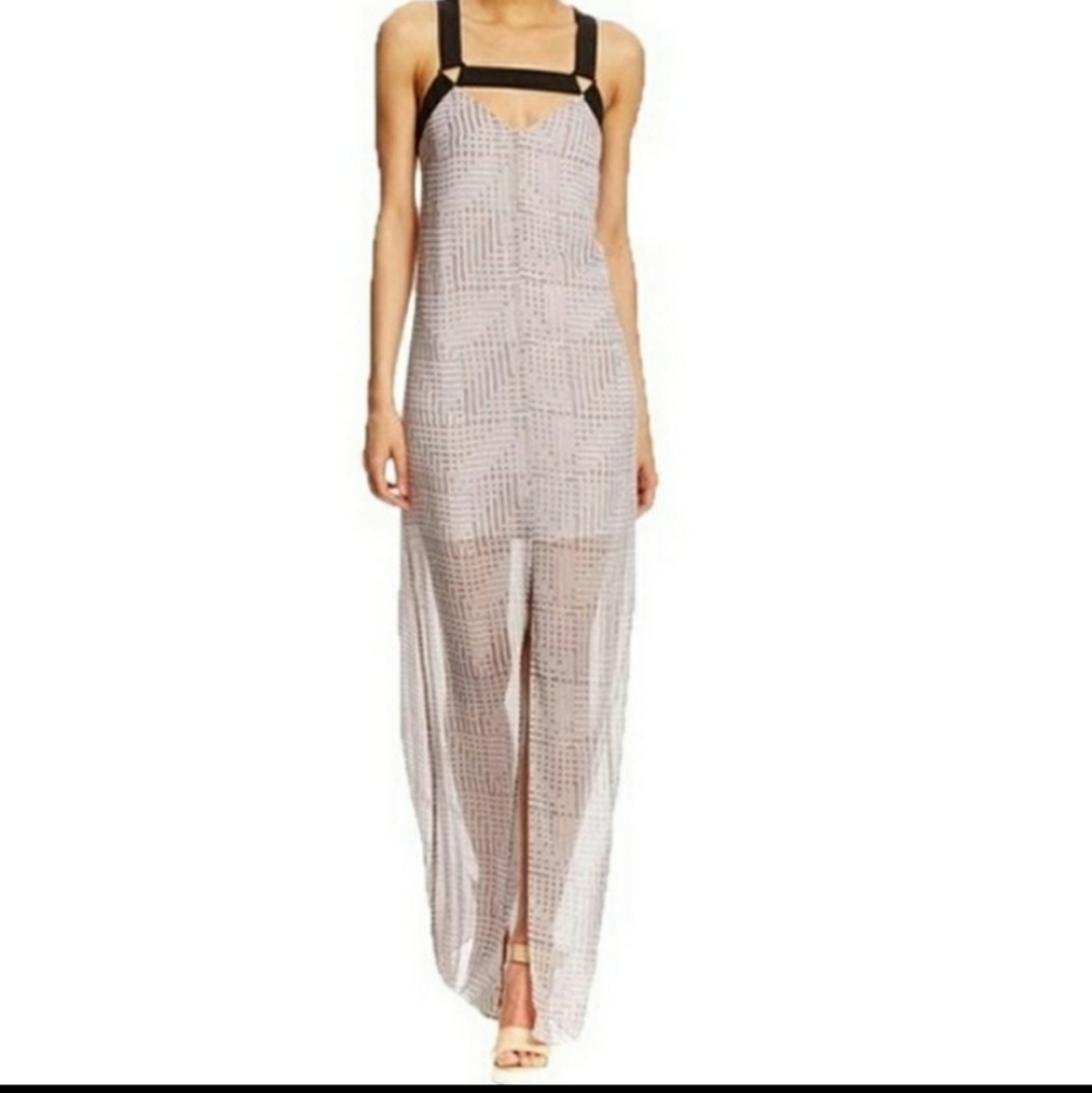 Pink Plaid w/ Black Criss-cross Back Strap Maxi Dress